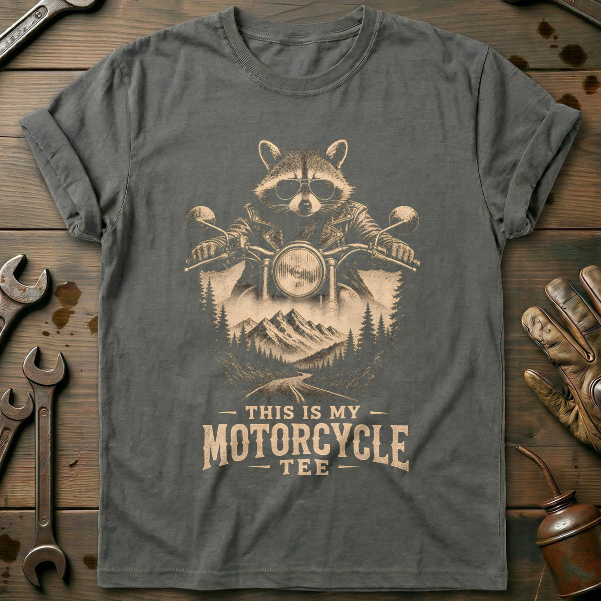 This is my Biker Raccoon Vintage 4 Motorcycle T-Shirt GC product image 3