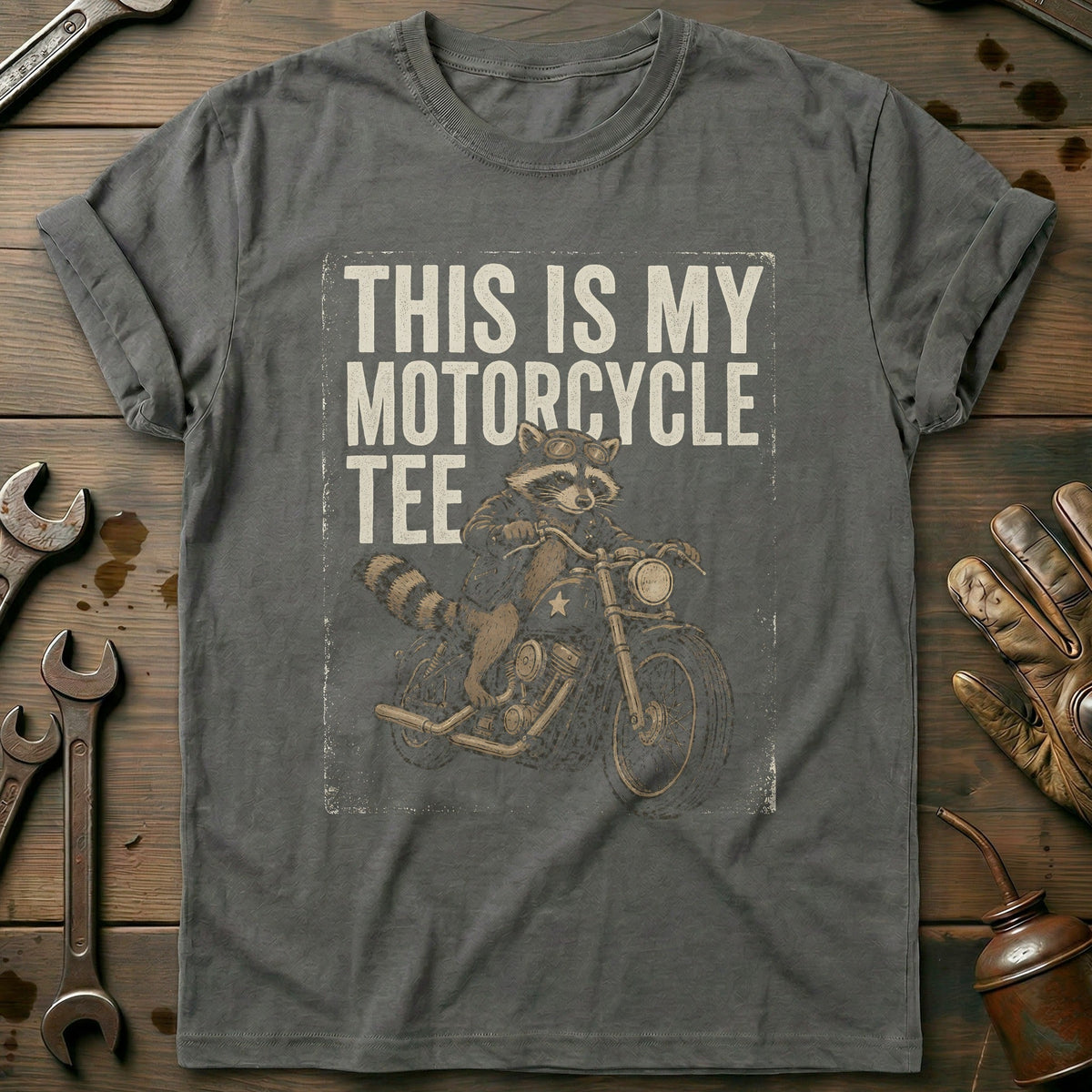 This is my Biker Raccoon Vintage Motorcycle T-Shirt GC product image 3