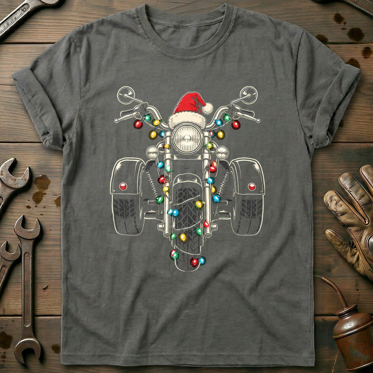 Trike Christmas Lights Motorcycle T-Shirt AU product image 3