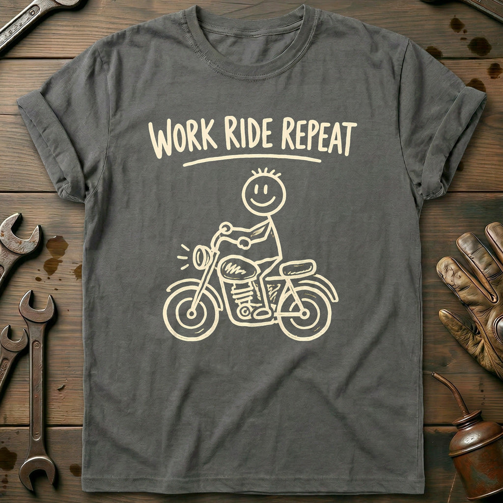 Work Ride Repeat Motorcycle T-Shirt US product image 3