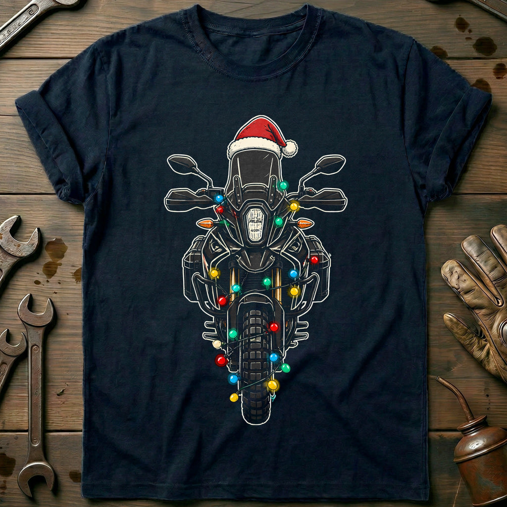 Adventure Christmas Lights Motorcycle T-Shirt product image 1