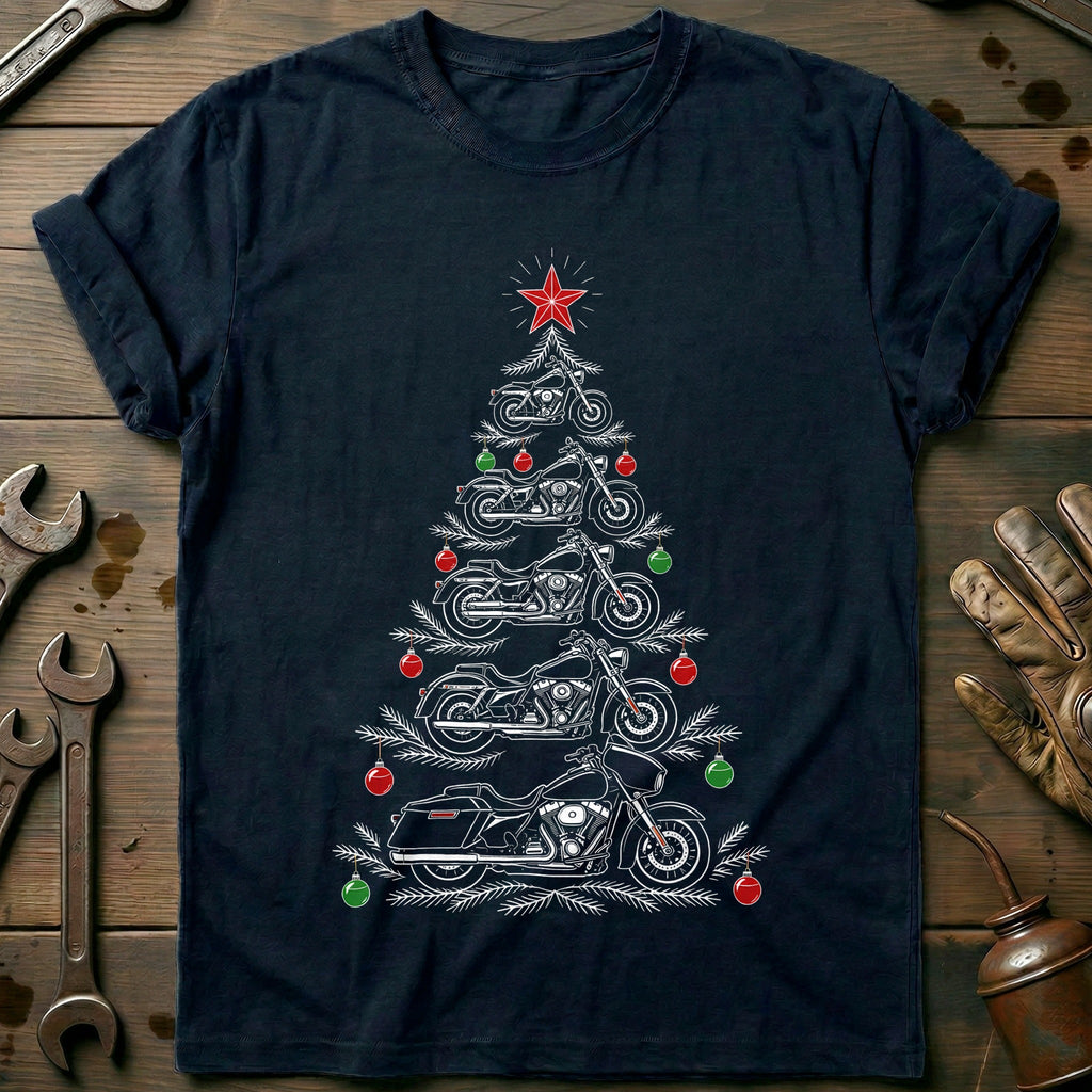 Baggers and Baubles Christmas Tree Motorcycle T-Shirt US product image 2