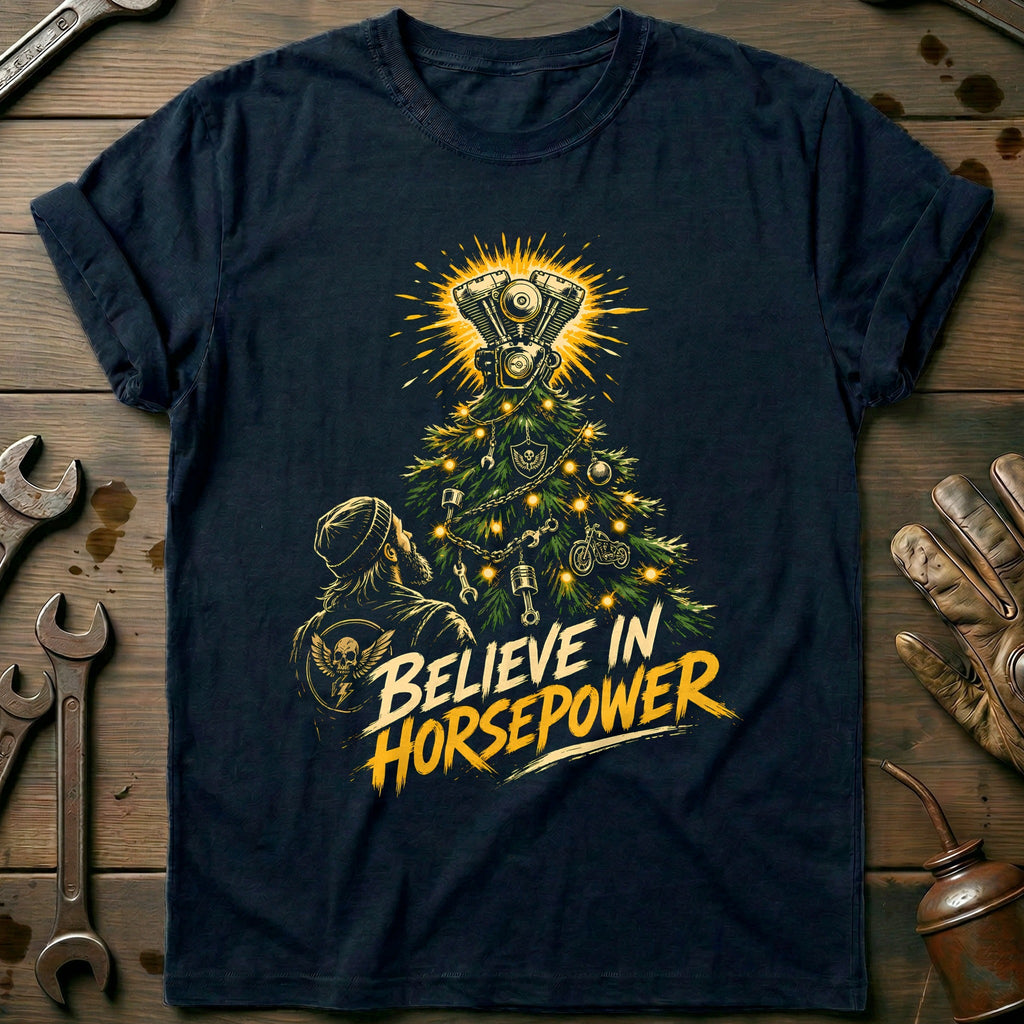 Believe in Horsepower Motorcycle T-Shirt GC product image 2