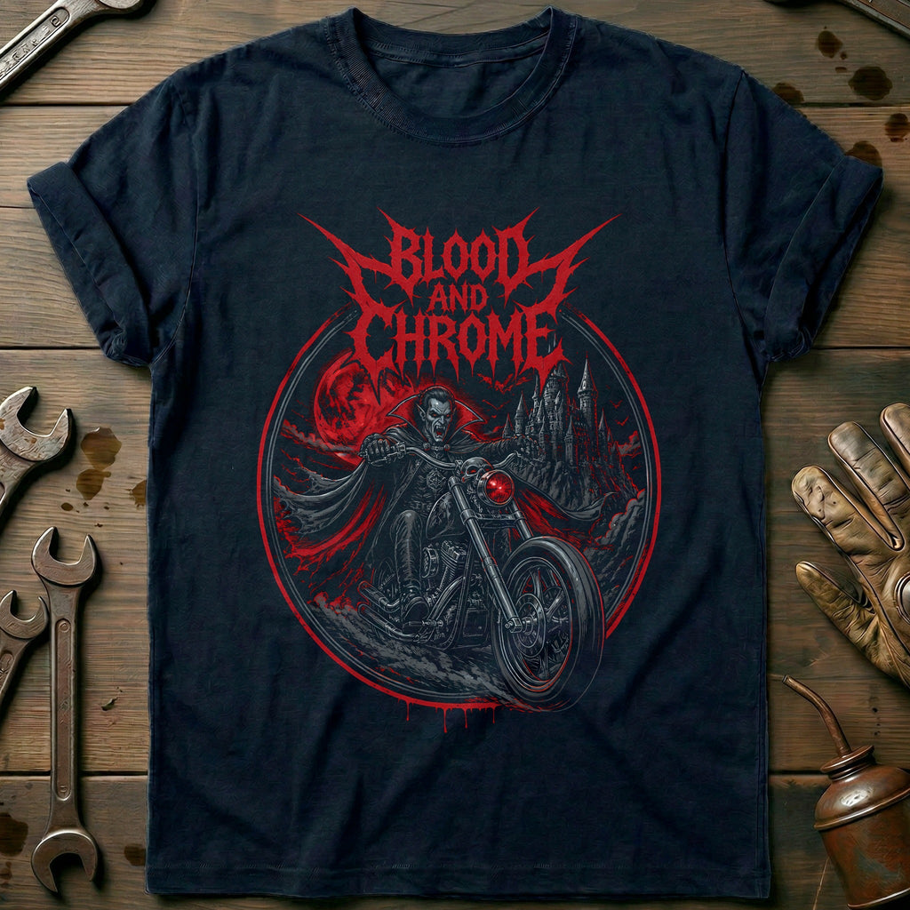 Blood and Chrome Motorcycle T-Shirt product image 1