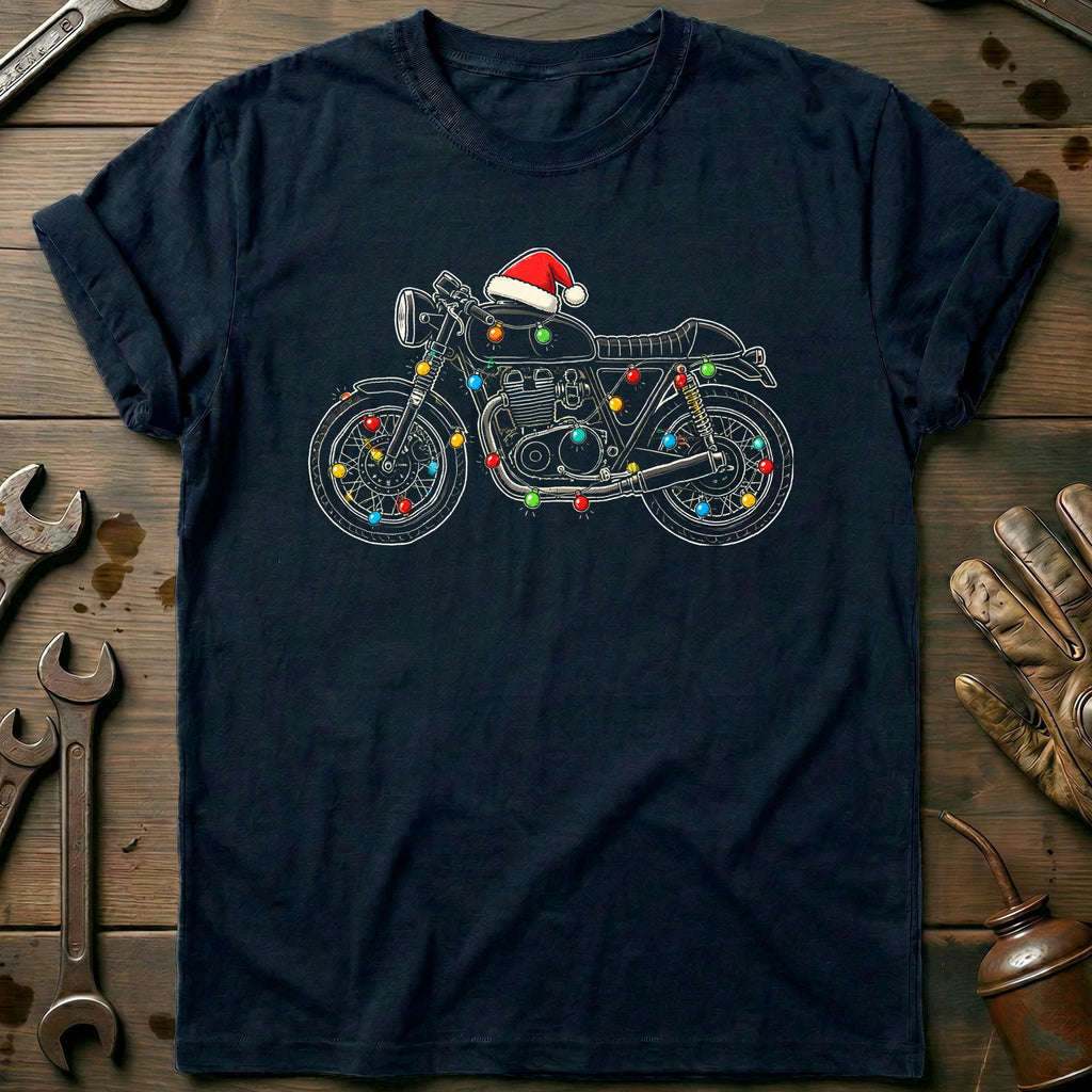 Cafe Racer Christmas Lights Motorcycle T-Shirt EU product image 2