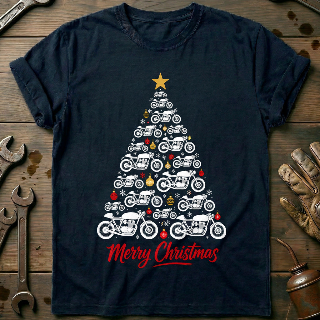 Cafe Racer Christmas Tree Motorcycle T-Shirt GC product image 1