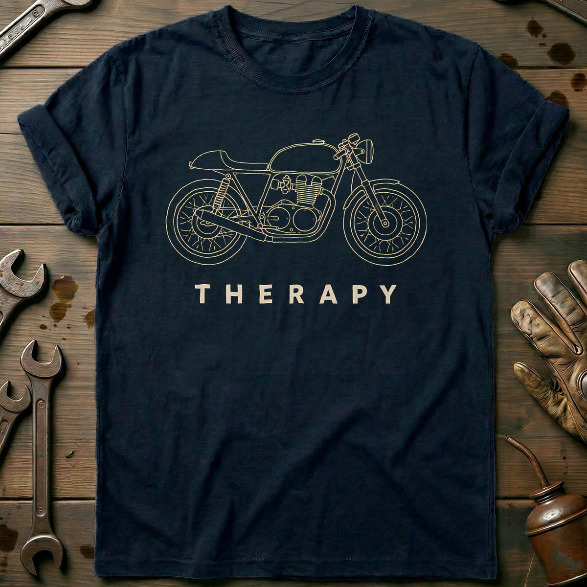 Cafe Racer Therapy Motorcycle T-Shirt US product image 1