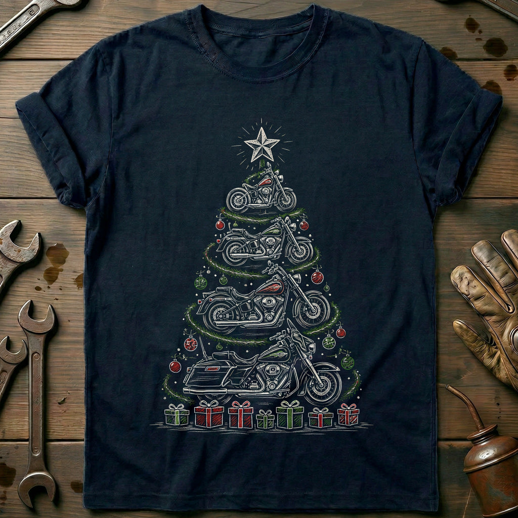 Chalk Motorcycle Christmas Tree T-Shirt product image 2