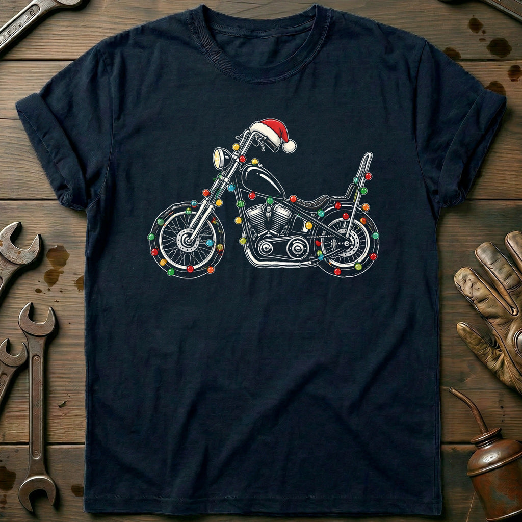 Chopper Christmas Lights Motorcycle T-Shirt EU product image 2
