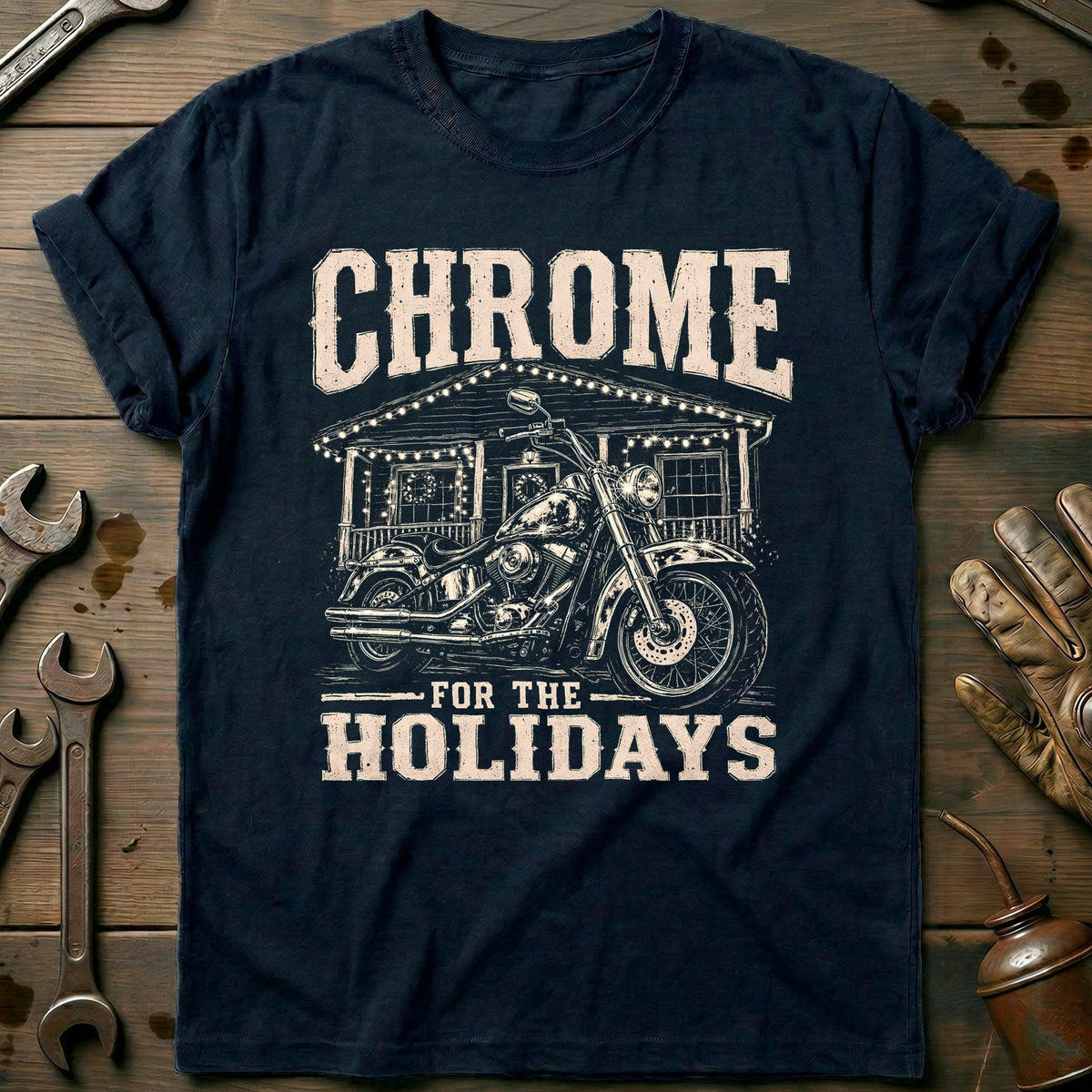Chrome for the Holidays Motorcycle T-Shirt GC product image 2