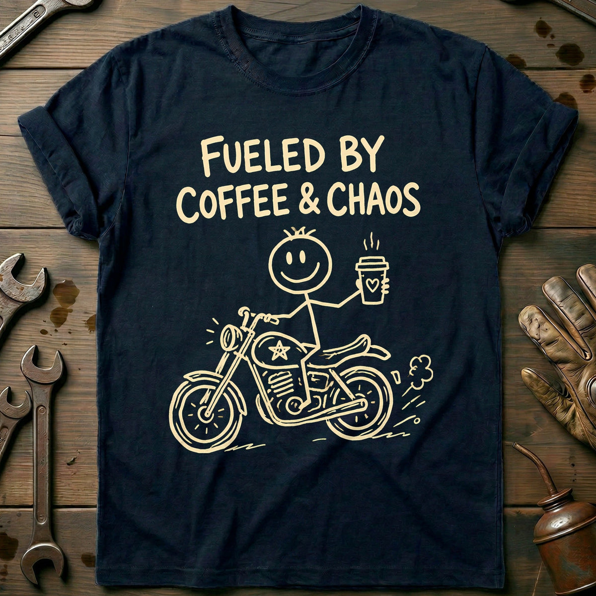 Coffee Chaos Motorcycle T-Shirt GC product image 1