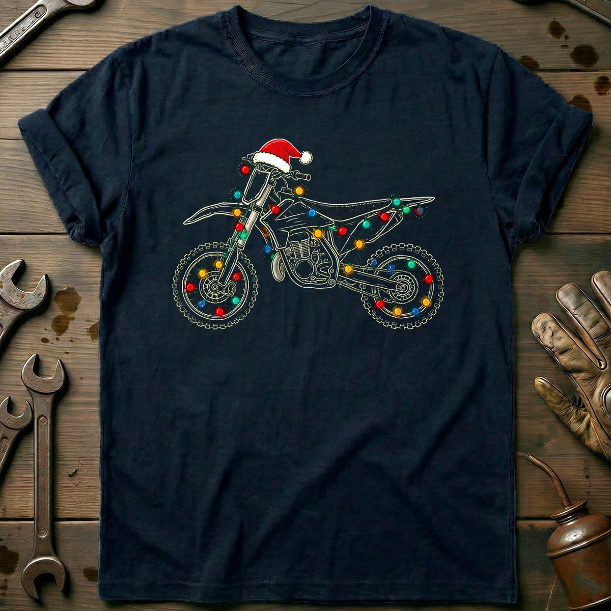 Dirtbike Christmas Lights Motorcycle T-Shirt GC product image 2