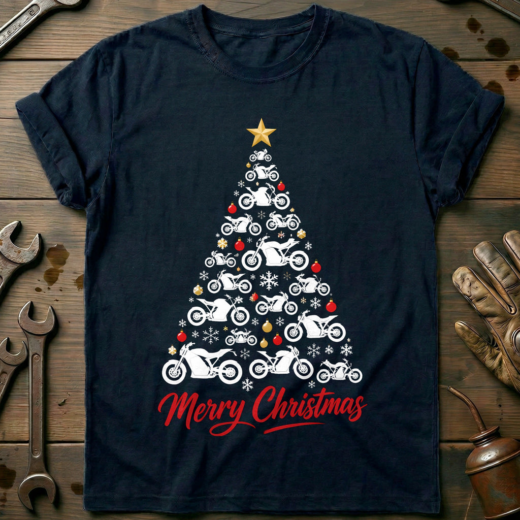 Electric Bike Christmas Tree Motorcycle T-Shirt EU product image 2