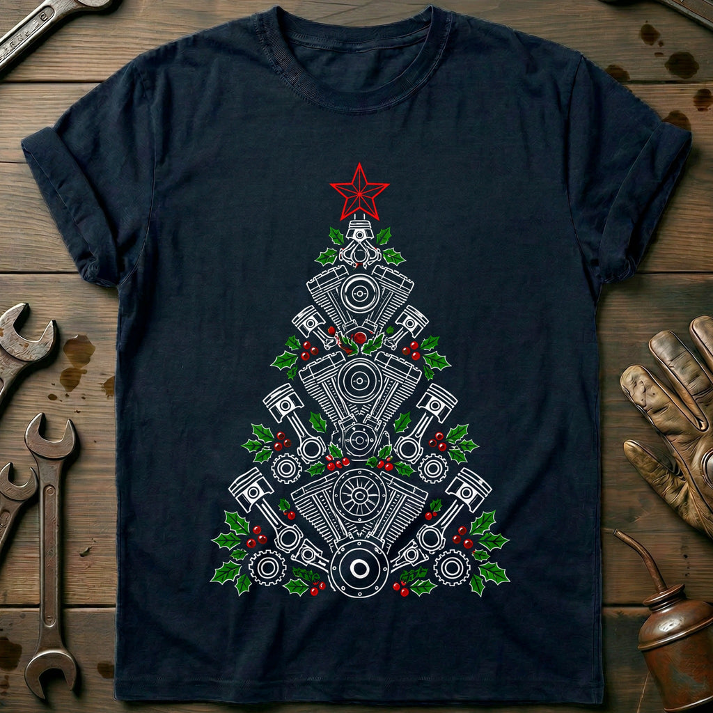 Engines and Pistons Christmas Tree Motorcycle T-Shirt product image 1