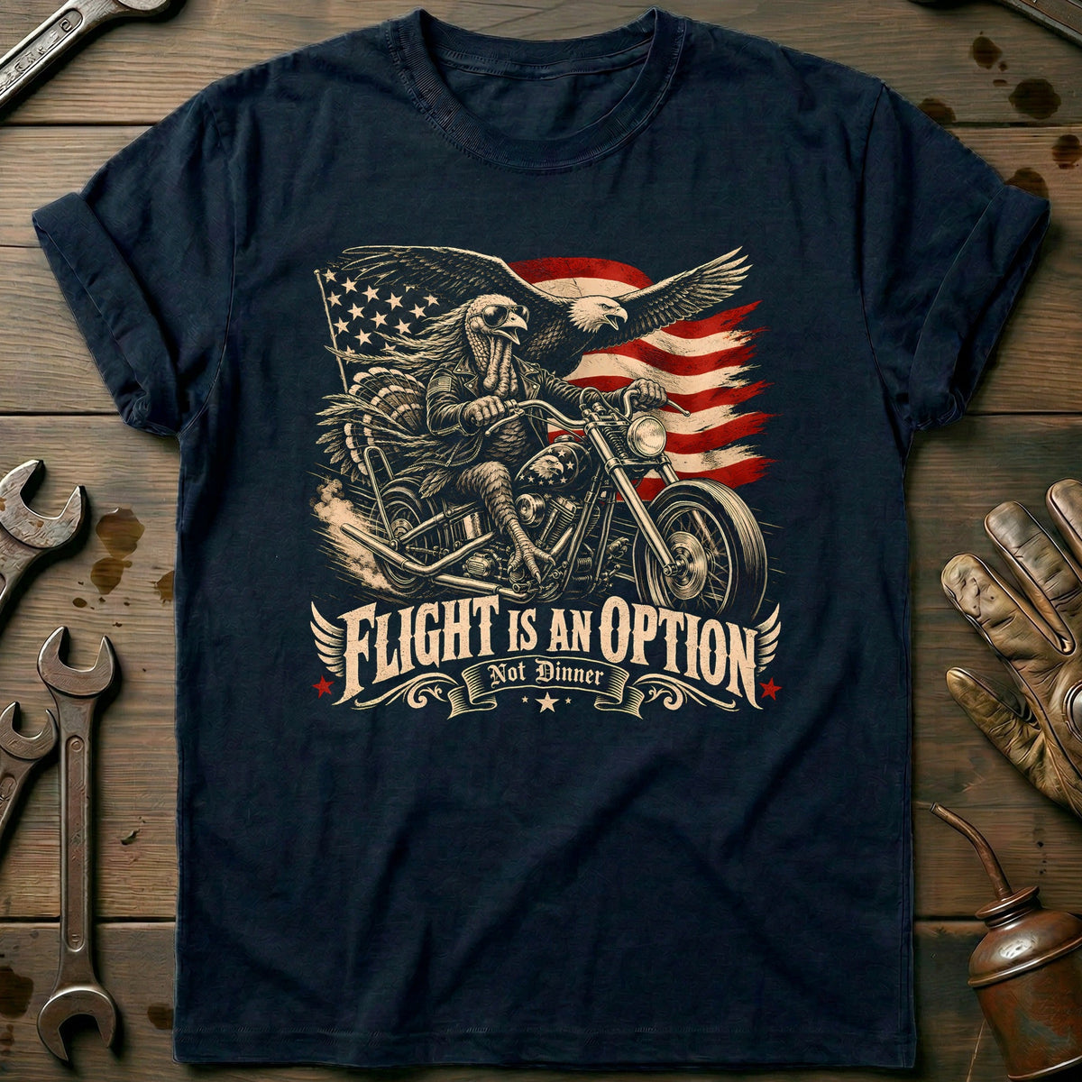 Flight is an Option Not Dinner Motorcycle T-Shirt product image 2