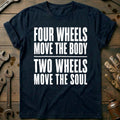 Four Wheels Move the Body Two Soul 91 Motorcycle T-Shirt AU product image 1