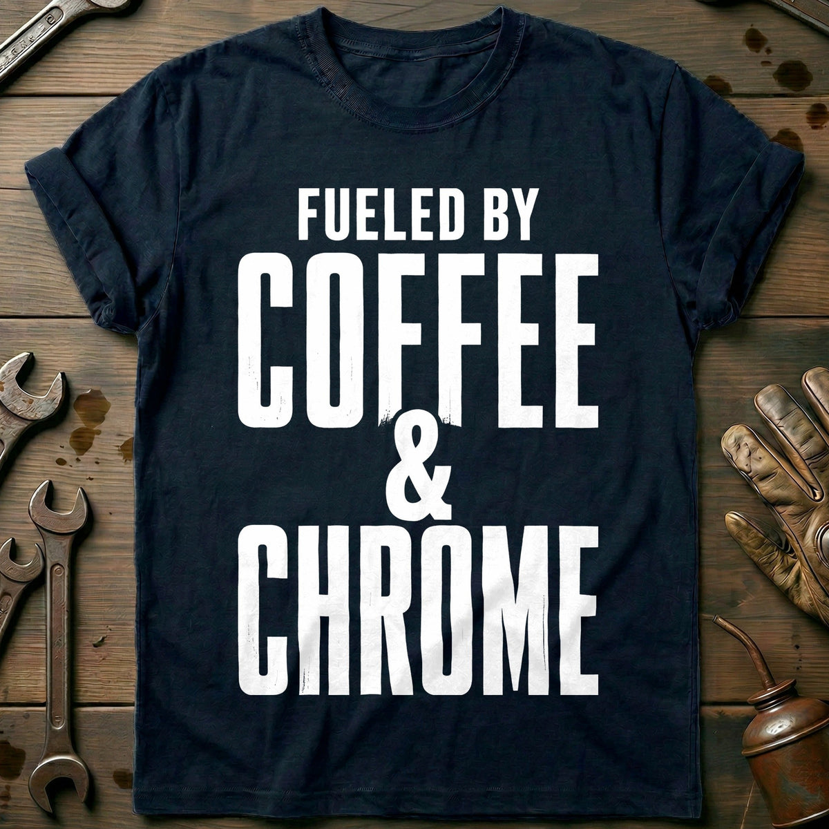 Fueled by Coffee and Chrome 70 Motorcycle T-Shirt GC product image 1
