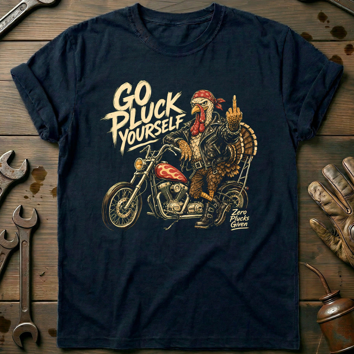 Go Pluck Yourself Zero Plucks Given Motorcycle T-Shirt EU product image 2