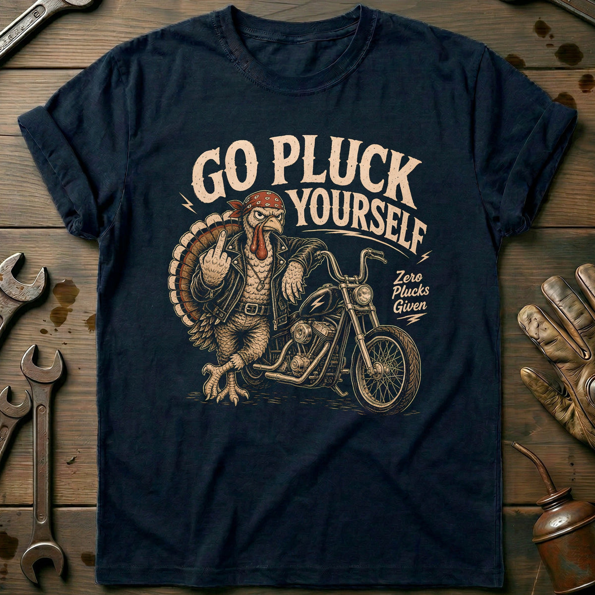Go Pluck Yourself Zero Plucks Given Motorcycle T-Shirt EU product image 2