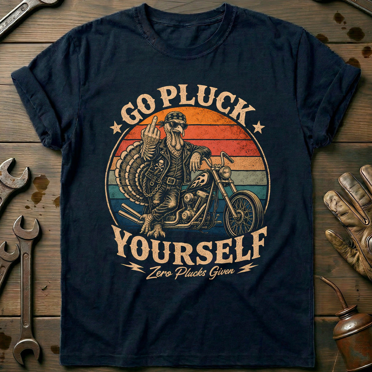 Go Pluck Yourself Zero Plucks Given Motorcycle T-Shirt product image 2