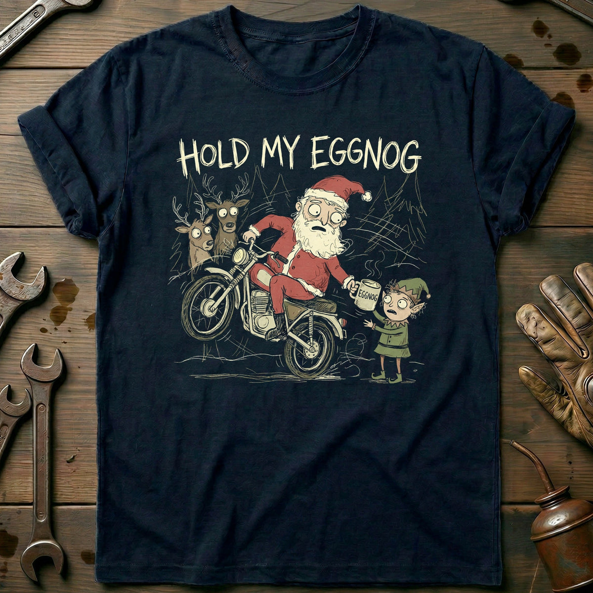 Hold my Eggnog Motorcycle T-Shirt EU product image 2