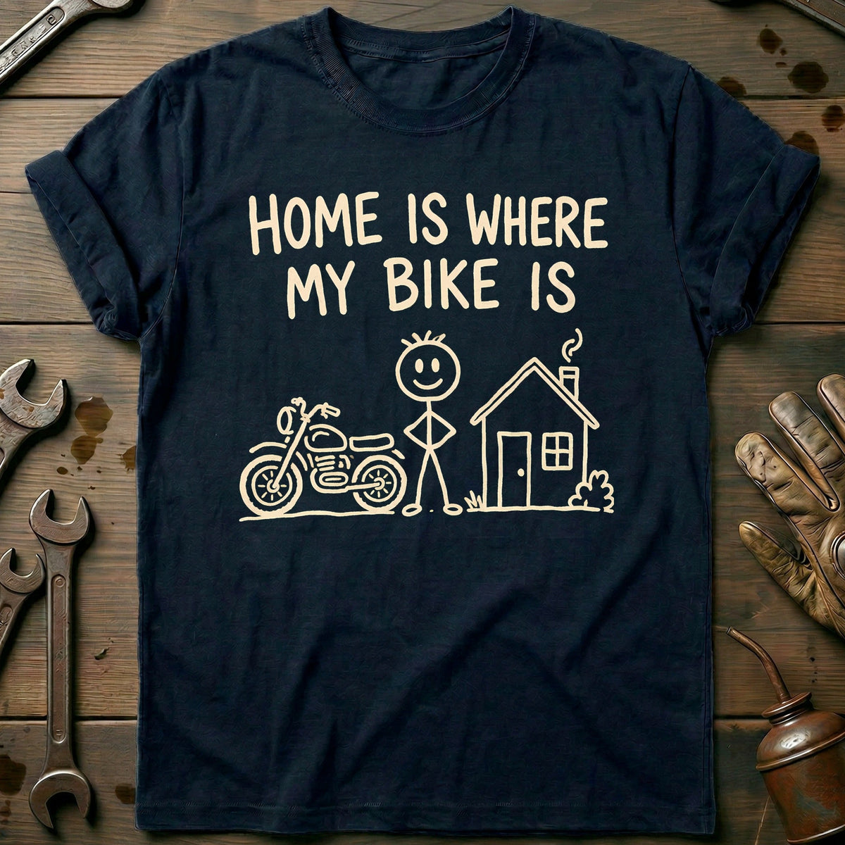 Home is Bike Motorcycle T-Shirt EU product image 1