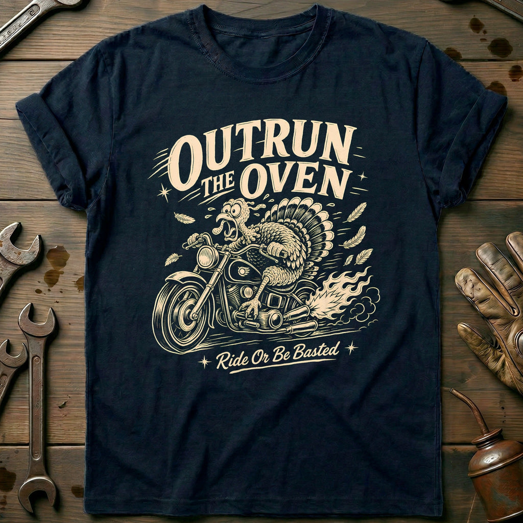 Outrun the Oven Ride or Be Basted Motorcycle T-Shirt GC product image 2