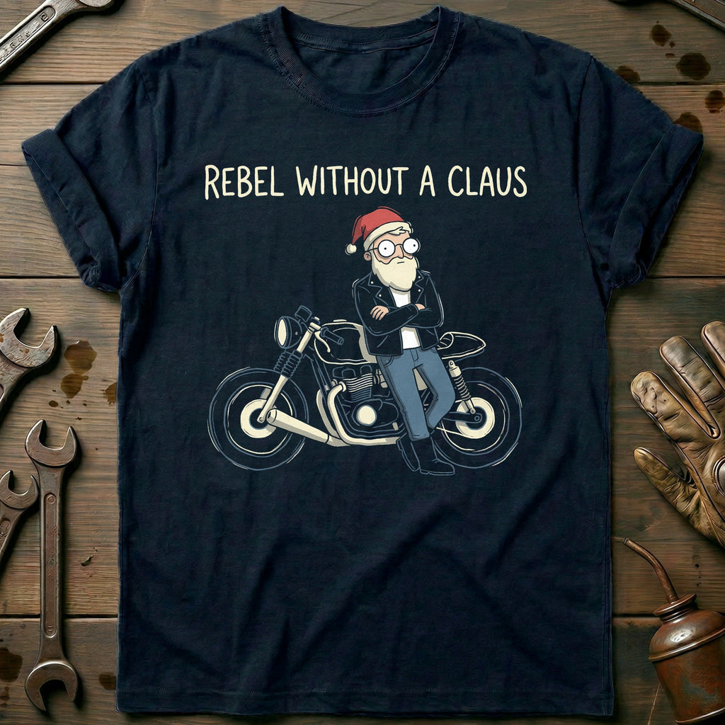 Rebel Without a Claus Motorcycle T-Shirt product image 2