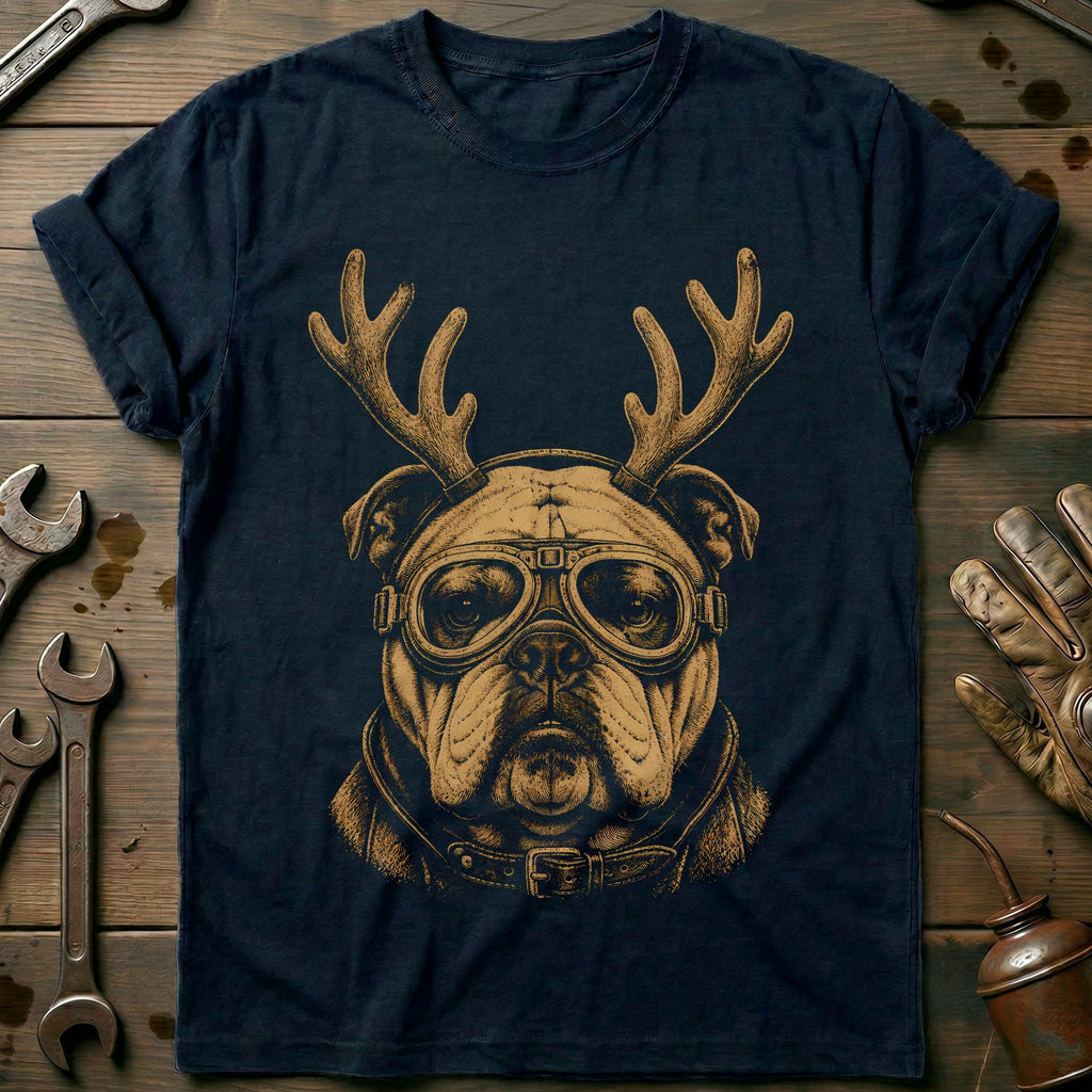 Reindeer Antlers Bulldog Goggles Motorcycle T-Shirt AU product image 2