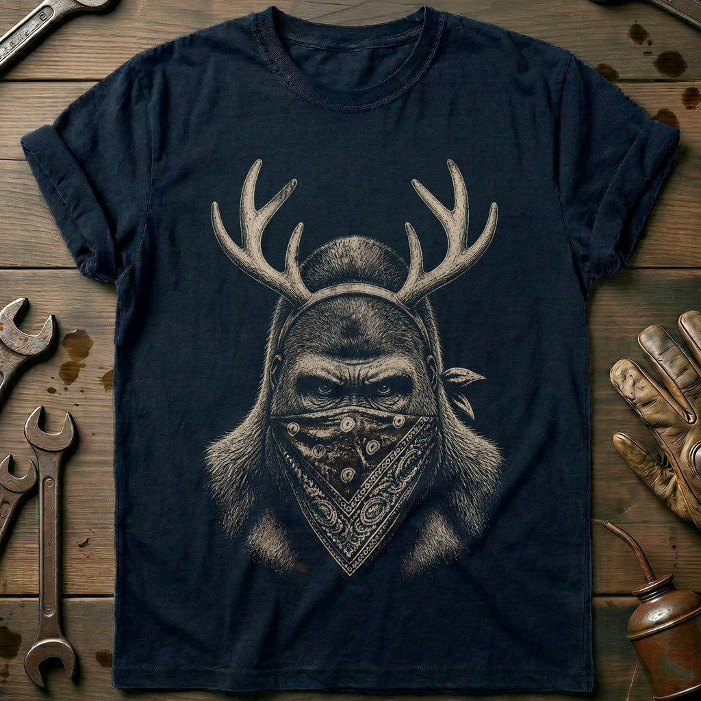 Reindeer Antlers Gorilla Bandana Motorcycle T-Shirt product image 1
