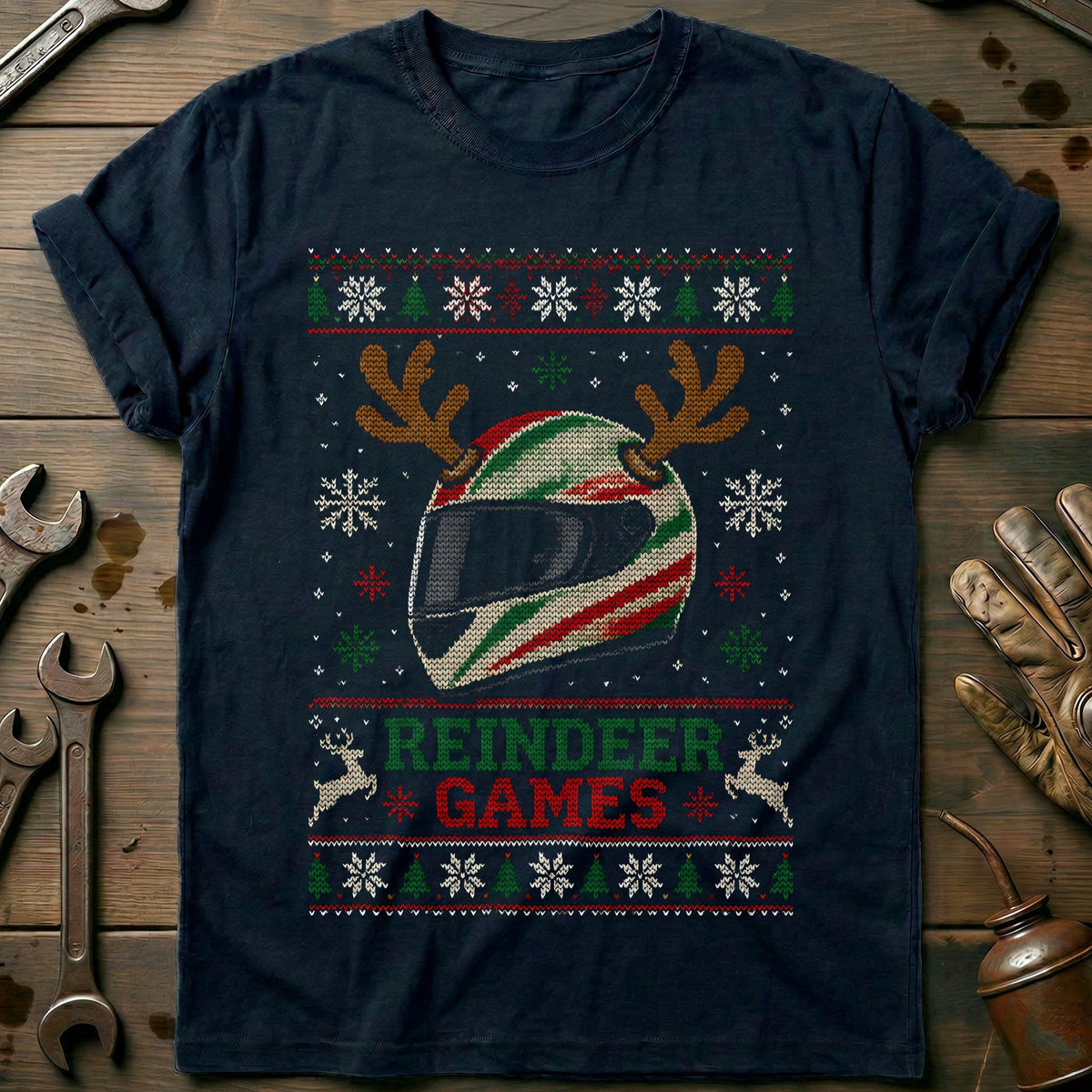 Reindeer Games Helmet Sweater Motorcycle T-Shirt US product image 2