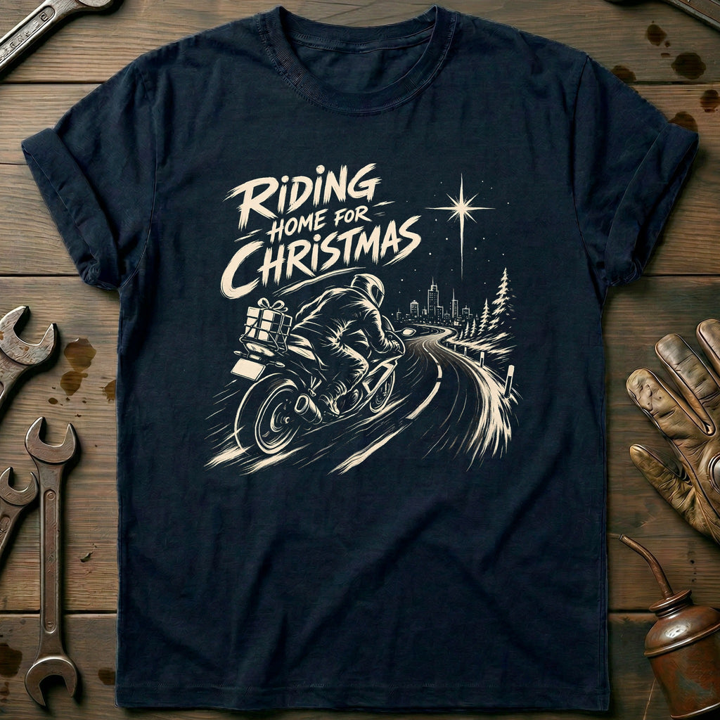 Riding Home for Christmas Motorcycle T-Shirt GC product image 2