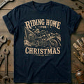 Riding Home for Christmas Motorcycle T-Shirt AU product image 1
