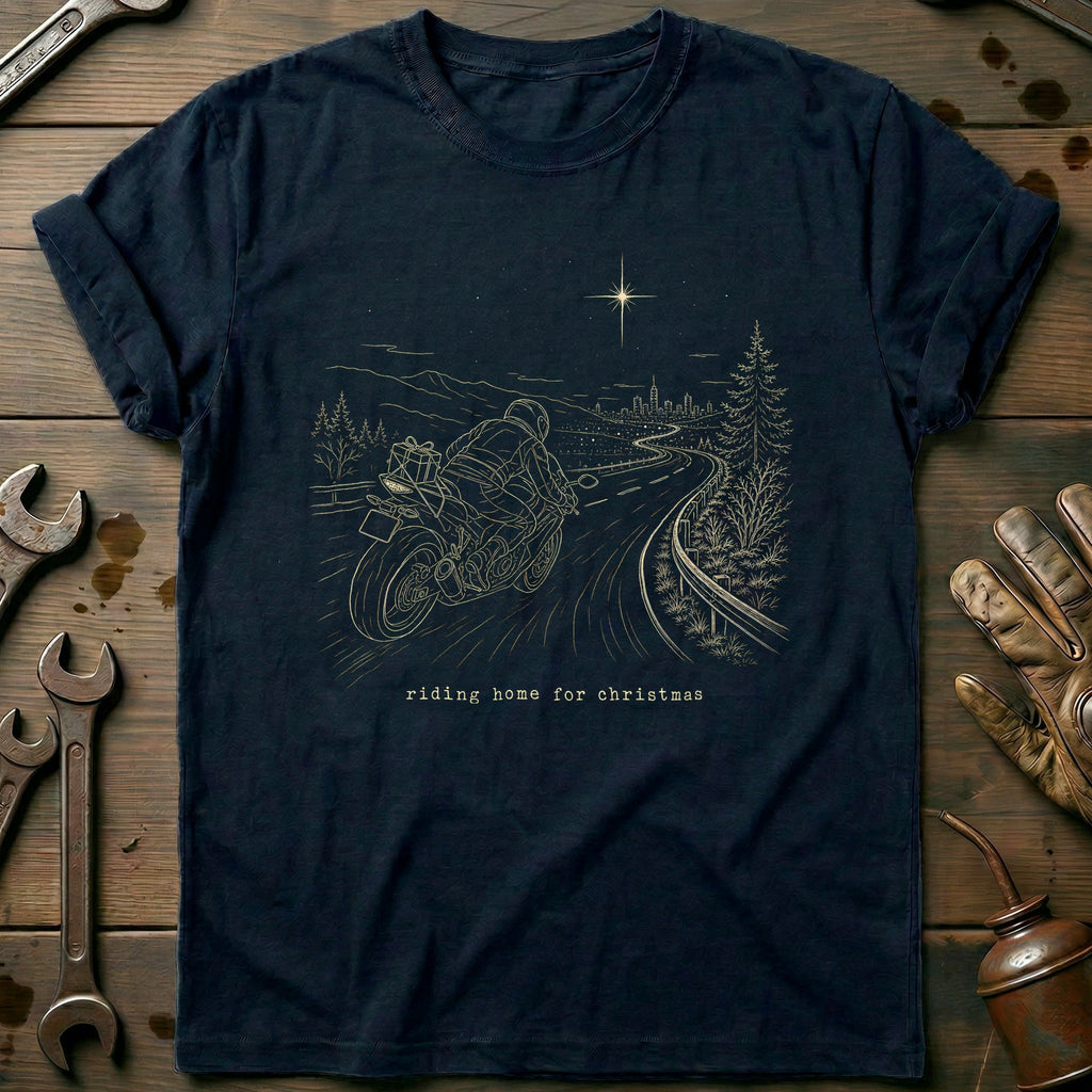 Riding Home for Christmas Motorcycle T-Shirt GC product image 2