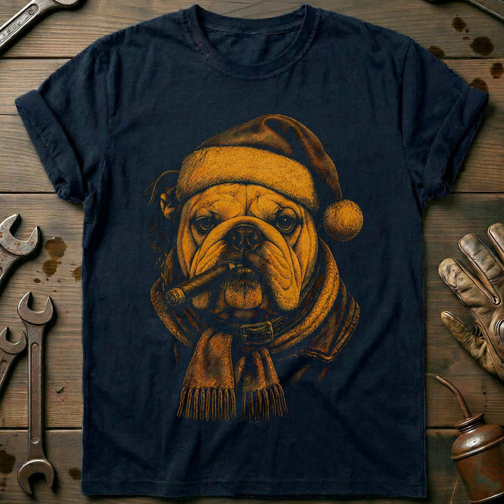 Santa Bulldog Cigar Motorcycle T-Shirt product image 2