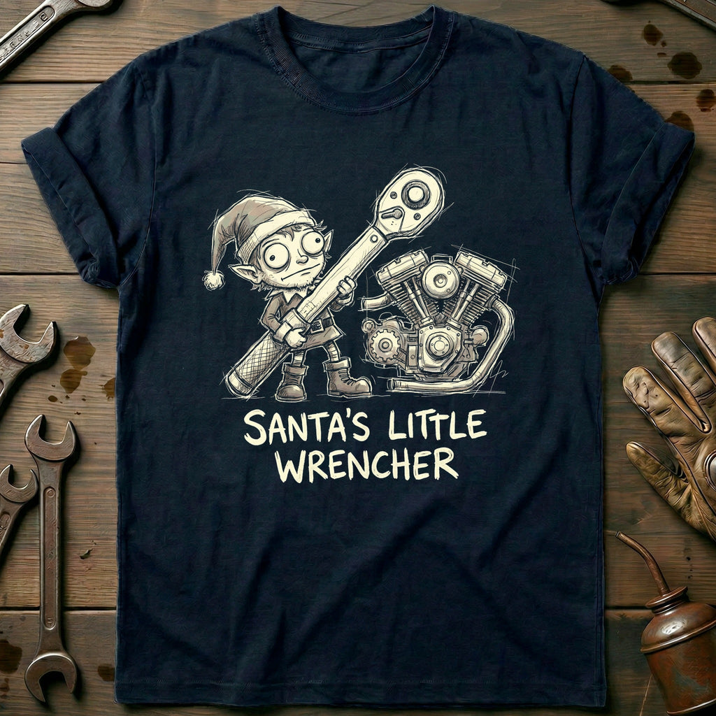 Santa's Little Wrencher Motorcycle T-Shirt US product image 1