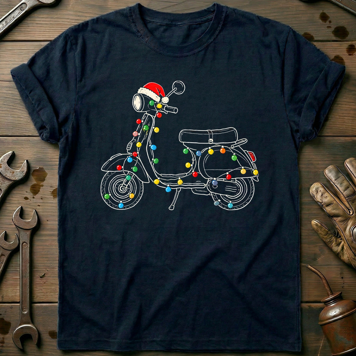 Scooter Christmas Lights Motorcycle T-Shirt US product image 2