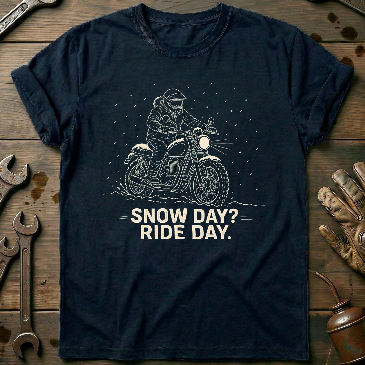 Snow Day Ride Motorcycle T-Shirt US product image 1