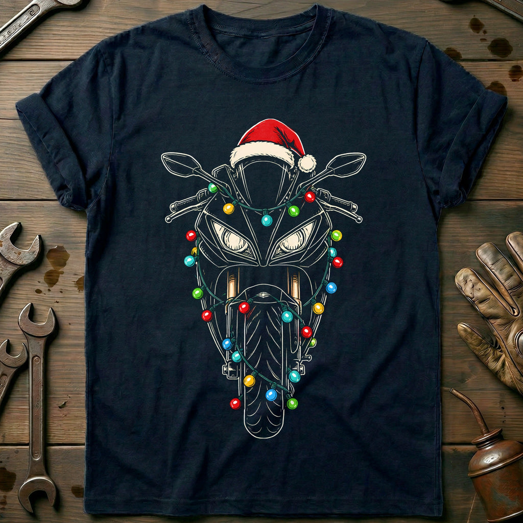 Sportbike Christmas Lights Motorcycle T-Shirt product image 2