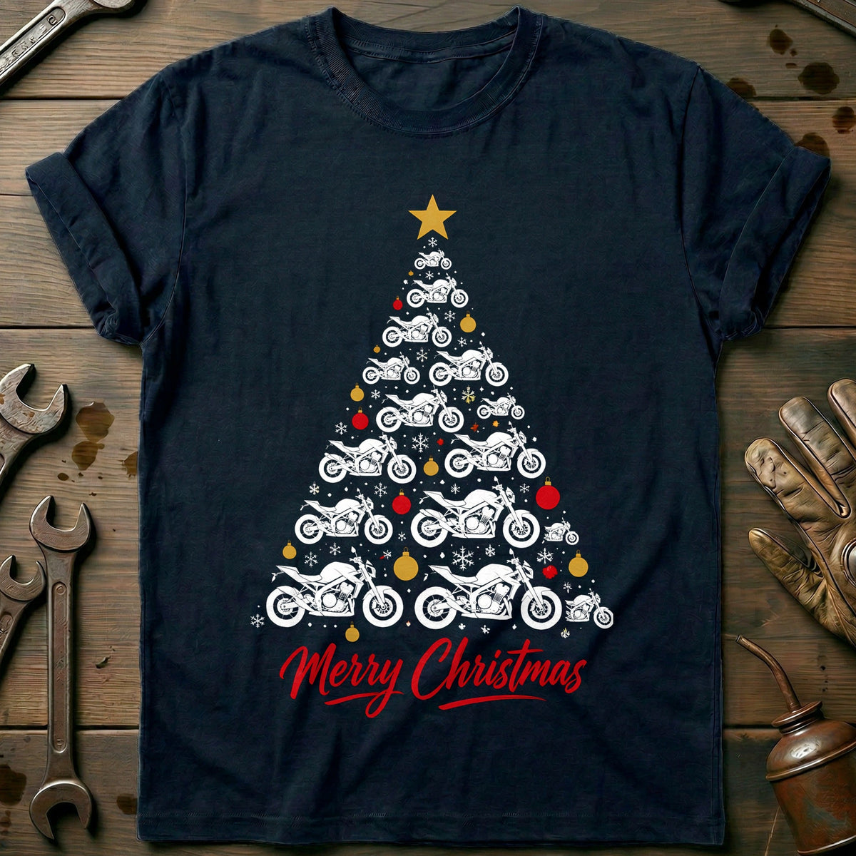 Streetfighter Christmas Tree 17 Motorcycle T-Shirt product image 1
