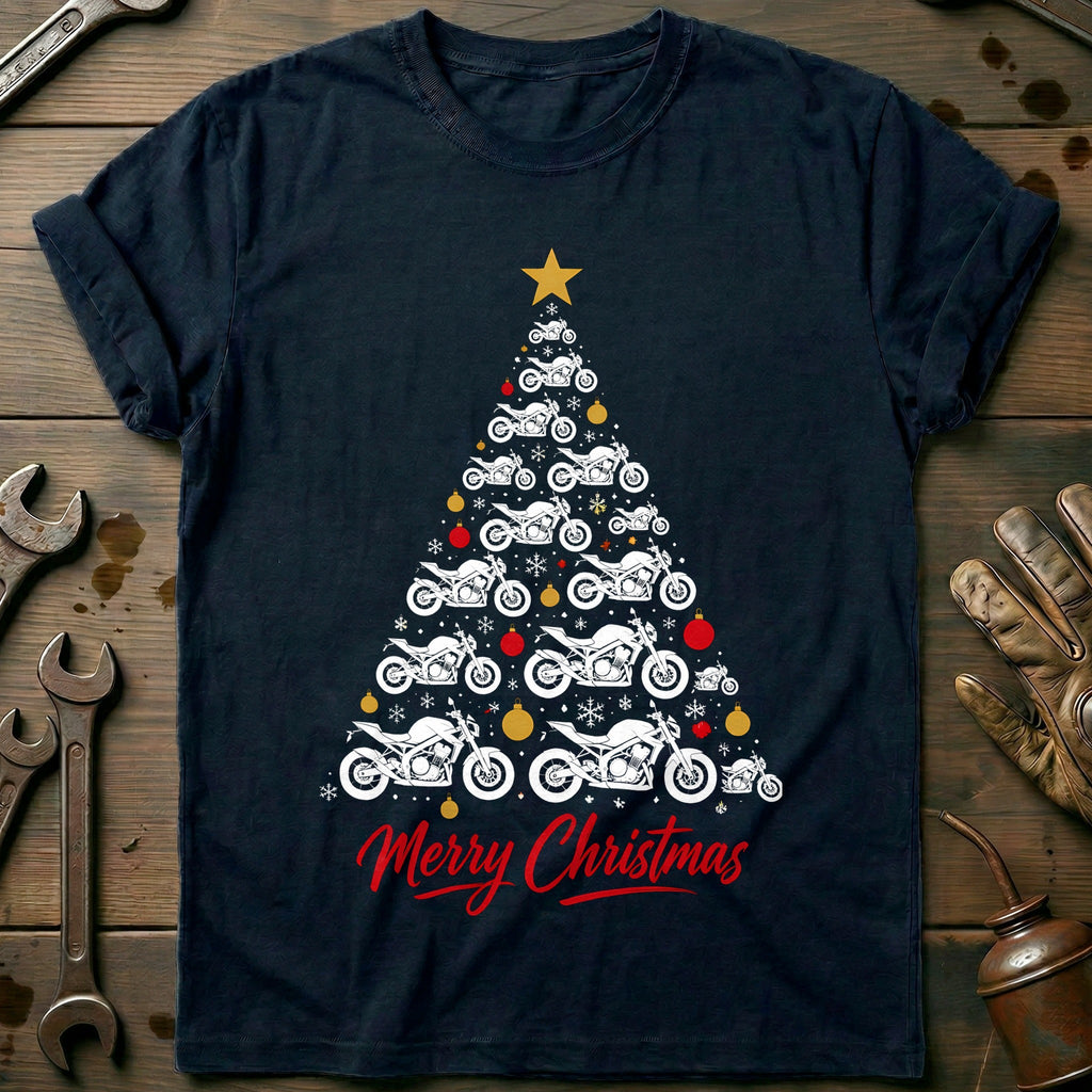 Streetfighter Christmas Tree Motorcycle T-Shirt GC product image 1