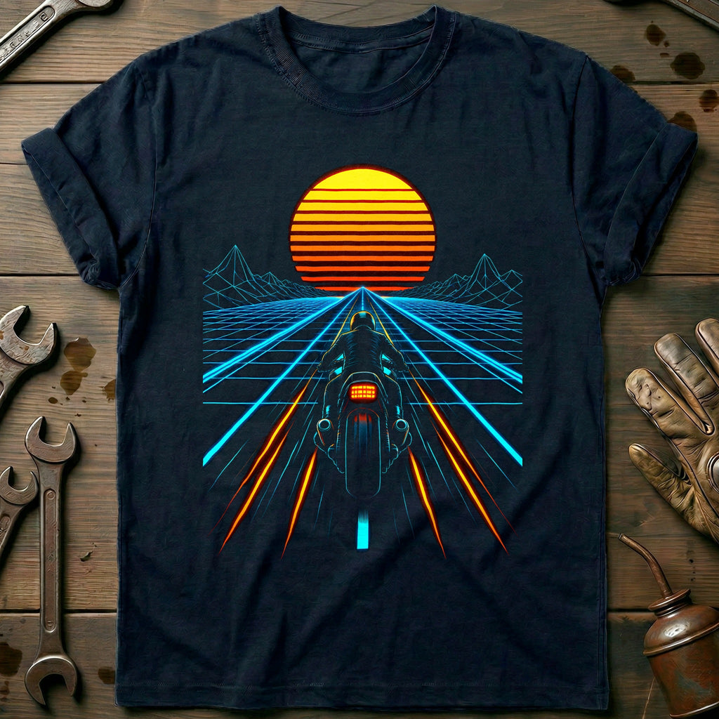 Synthwave Highway Motorcycle T-Shirt GC product image 2