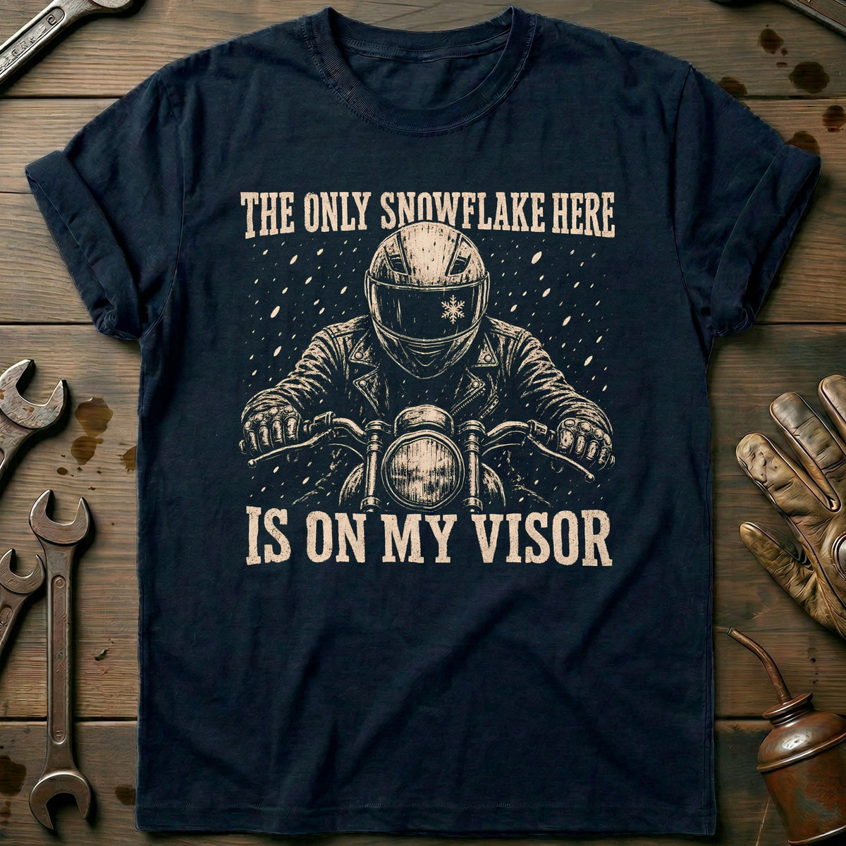 The Only Snowflake Here is on my Visor Motorcycle T-Shirt EU product image 2