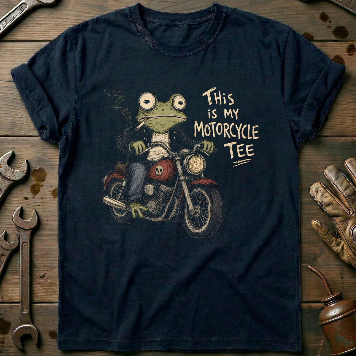 This is my Biker Frog Motorcycle T-Shirt US product image 2
