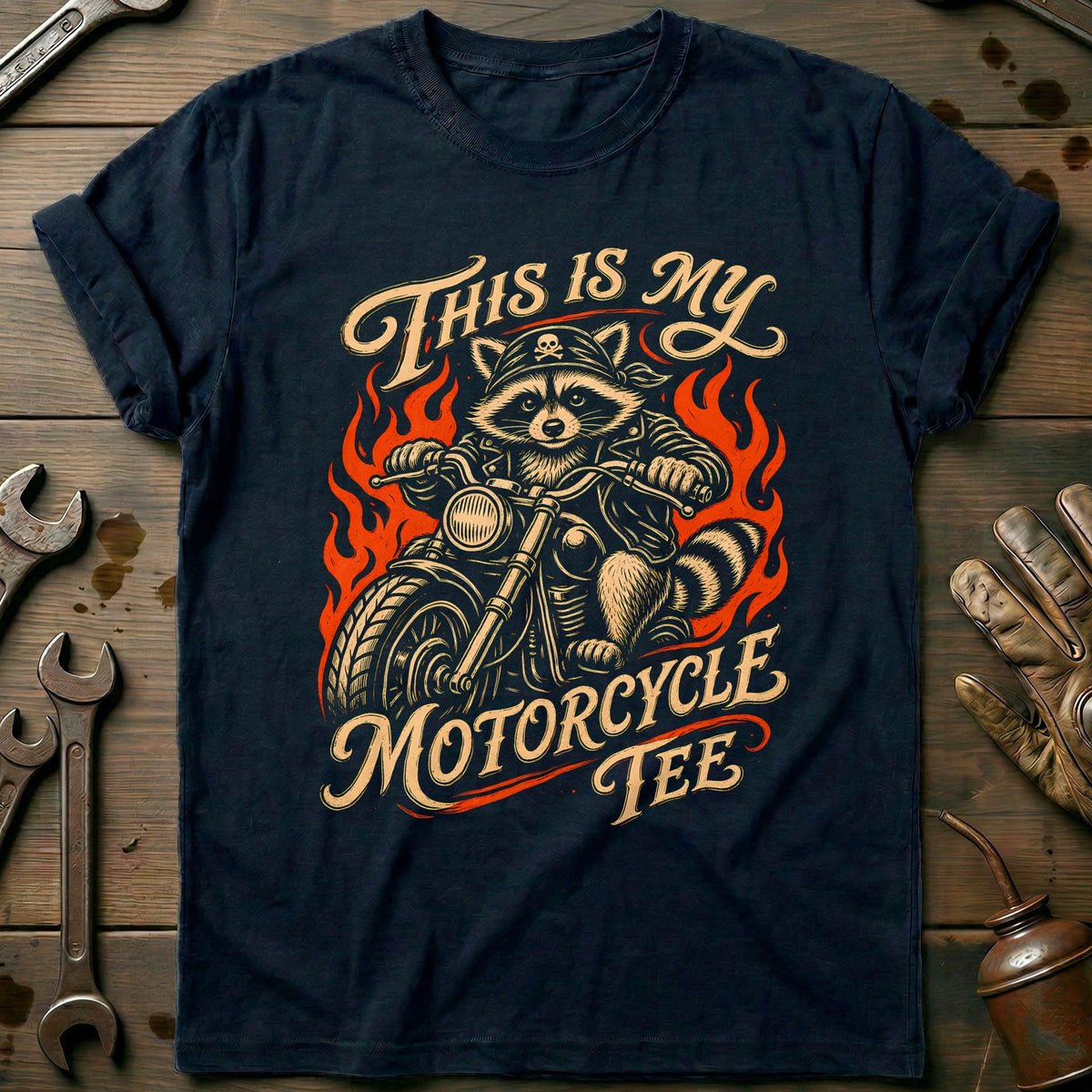 This is my Biker Raccoon 3 Motorcycle T-Shirt AU product image 2