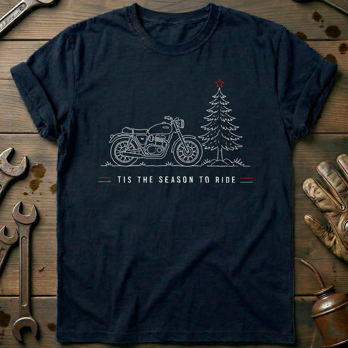 Tis the Season to Ride Motorcycle T-Shirt US product image 2