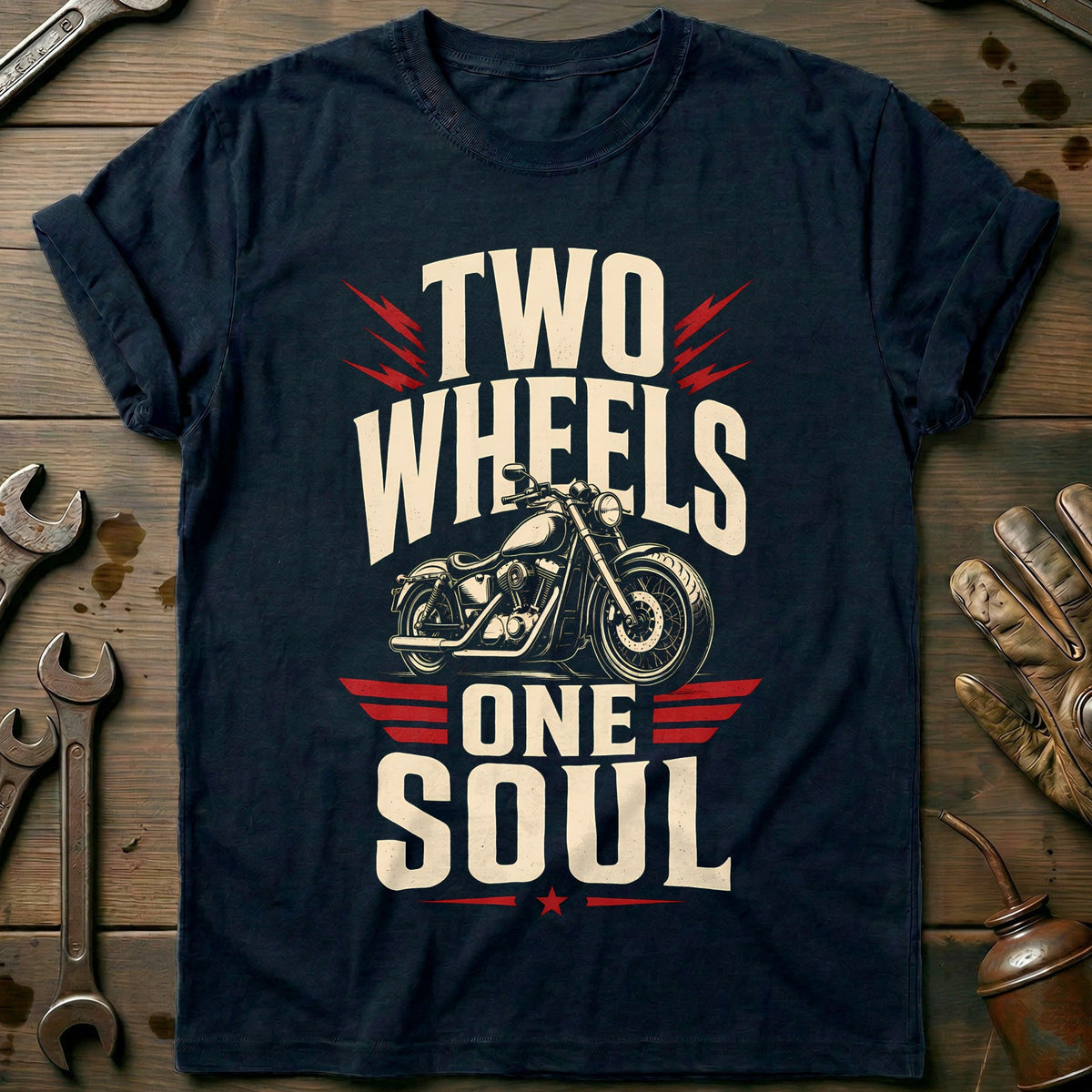 Two Wheels One Soul Motorcycle T-Shirt product image 2