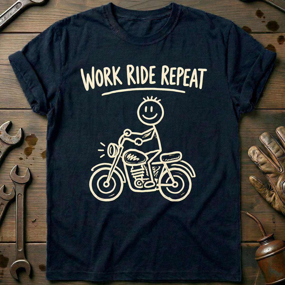 Work Ride Repeat Motorcycle T-Shirt EU product image 2