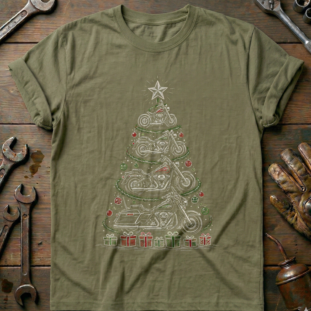 Chalk Motorcycle Christmas Tree T-Shirt product image 4