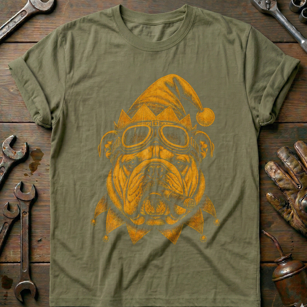 Christmas Elf Bulldog Goggles Motorcycle T-Shirt US product image 4